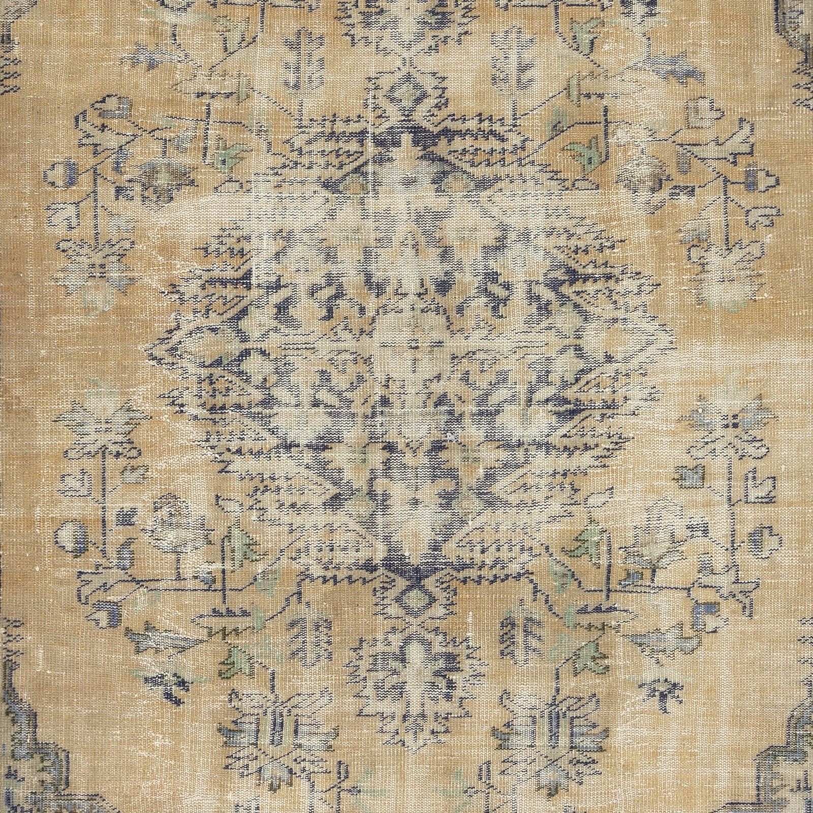 6.7x9 Ft Turkish Vintage Hand Knotted Area Rug For Rustic Farmhouse Interiors photo Textiles