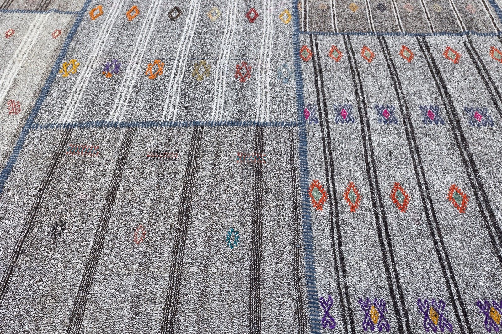 11.2x16.3 Ft Vintage Gray Kilim. Handwoven Cotton & Goat Hair, Oversize Rug photo buy