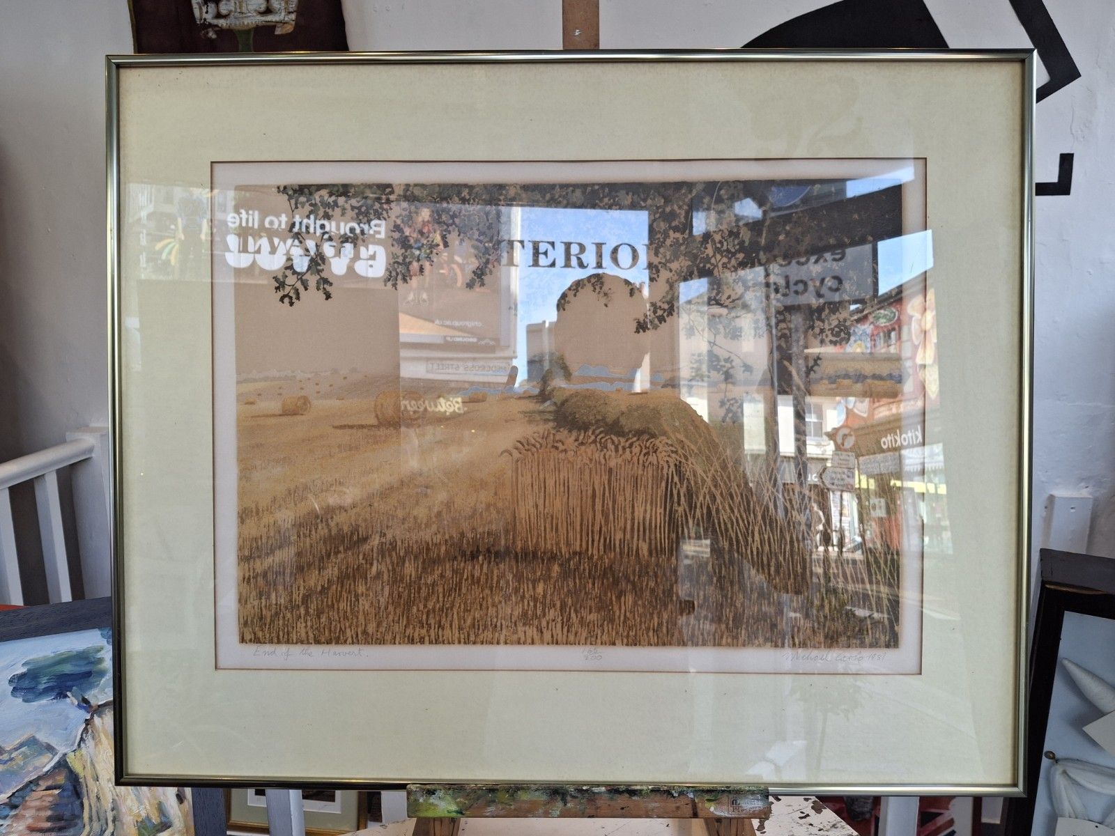 1980's Signed & Framed  Ltd Edition Screenprint "End Of Harvest" By Michael Carlo. photo Art