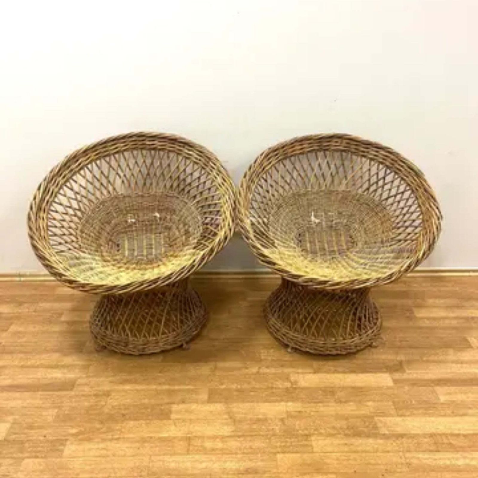 Mid Century Retro Vintage Rattan Armchairs & Table Set, 1960s