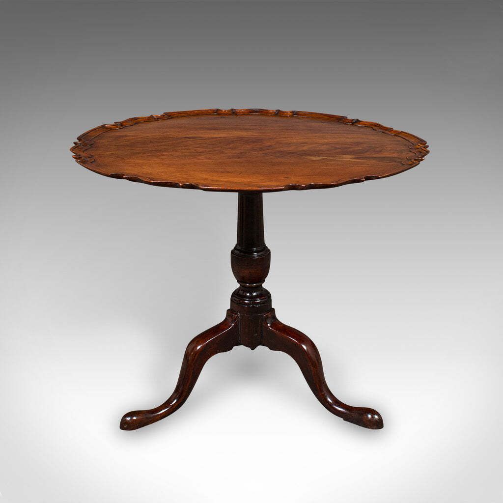 Antique 4 Seat Occasional Table English Walnut Tilt Top Pie Crust Georgian photo for sale