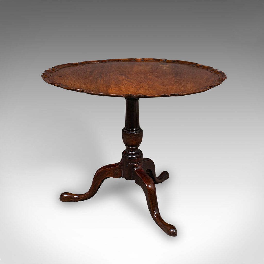 Antique 4 Seat Occasional Table English Walnut Tilt Top Pie Crust Georgian photo Furniture