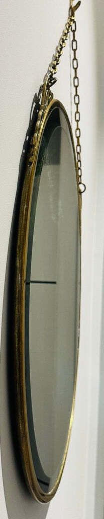 Art Nouveau Arts & Crafts Style Bevelled Glass Rose Gold Brass Wall Mirror photo vintage
