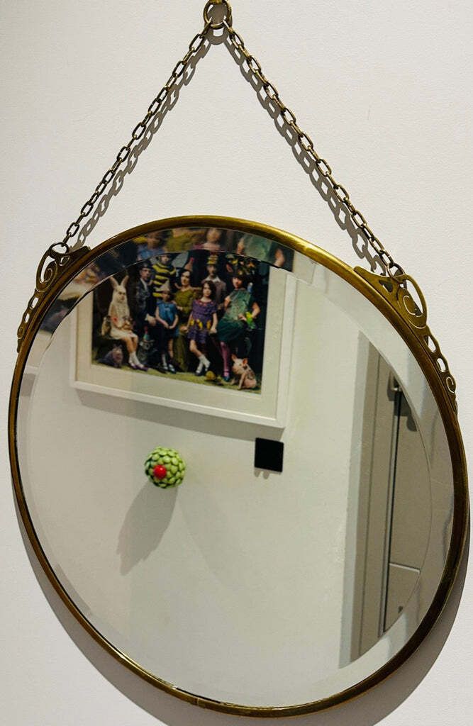 photo buy Art Nouveau Arts & Crafts Style Bevelled Glass Rose Gold Brass Wall Mirror