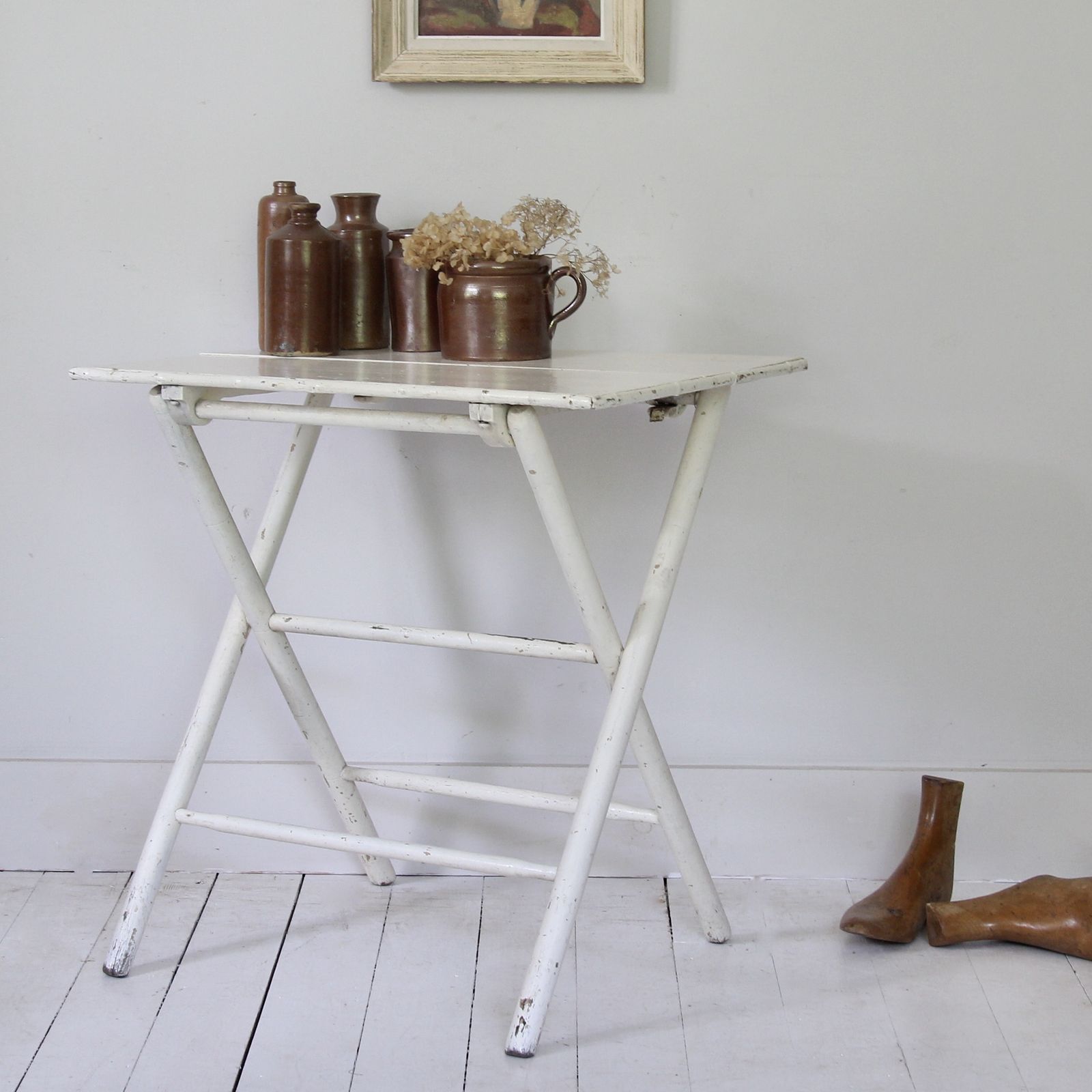 Antique French Bamboo Folding Table photo vintage
