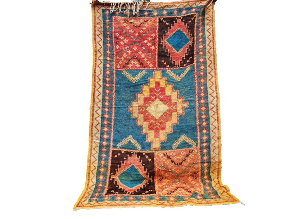 R308 No Custom Fee. Antique Handmade Moroccan Rug 100% Wool 235x135cm photo 950.0