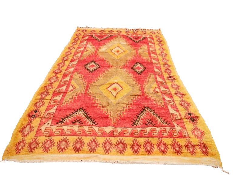 R307 No Custom Fee. Antique Handmade Moroccan Rug 100% Wool 245×145 Cm photo for sale
