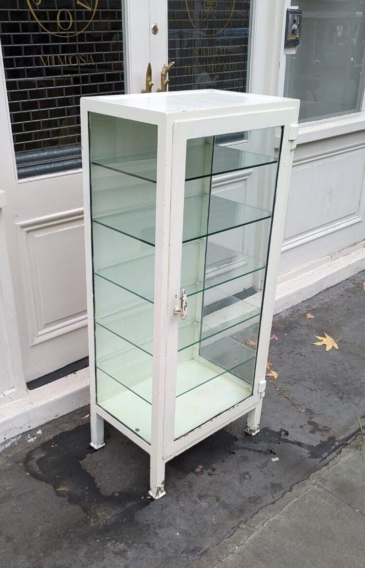 Medical Cabinet 1940s Vintage Metal And Glass photo furniture