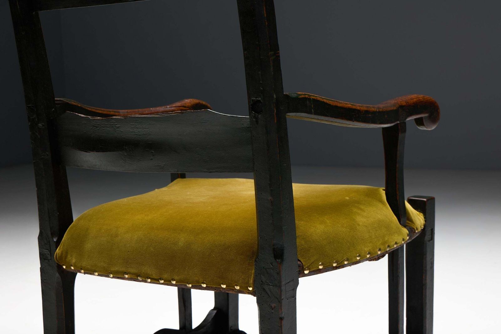 Furniture Rustic Folk Art Armchair, France, 19th Century photo