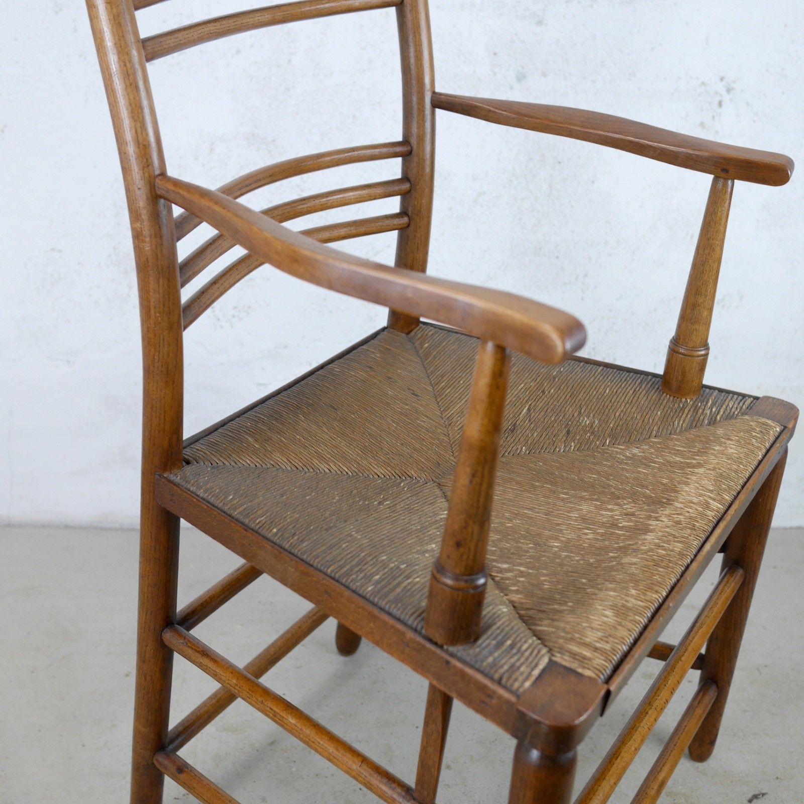 photo for sale Antique Arts & Crafts Sussex Chair William Morris Style Rush Seat #103056