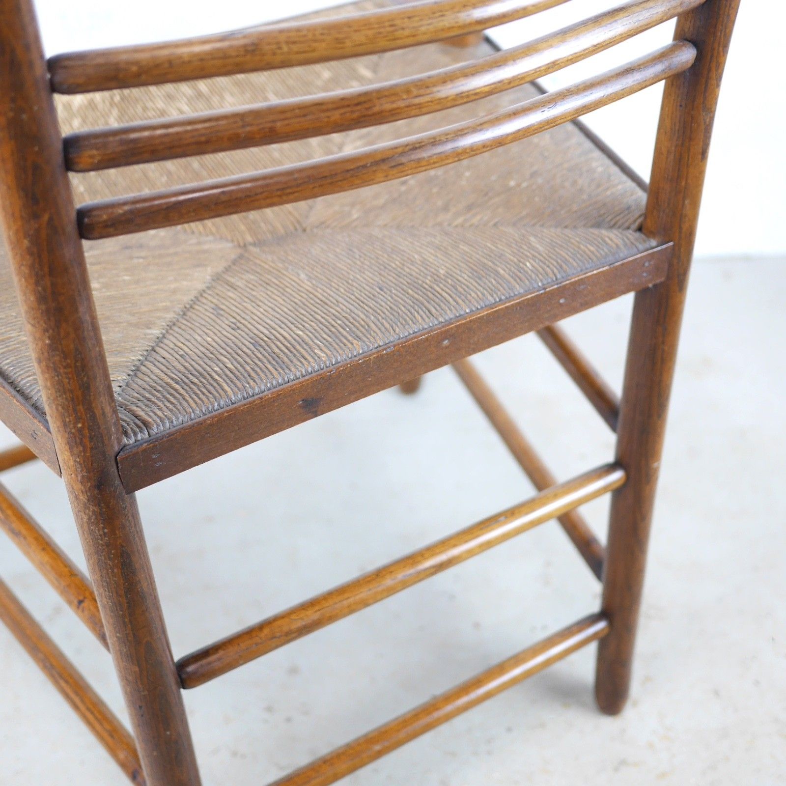 photo vinterior Antique Arts & Crafts Sussex Chair William Morris Style Rush Seat #103056