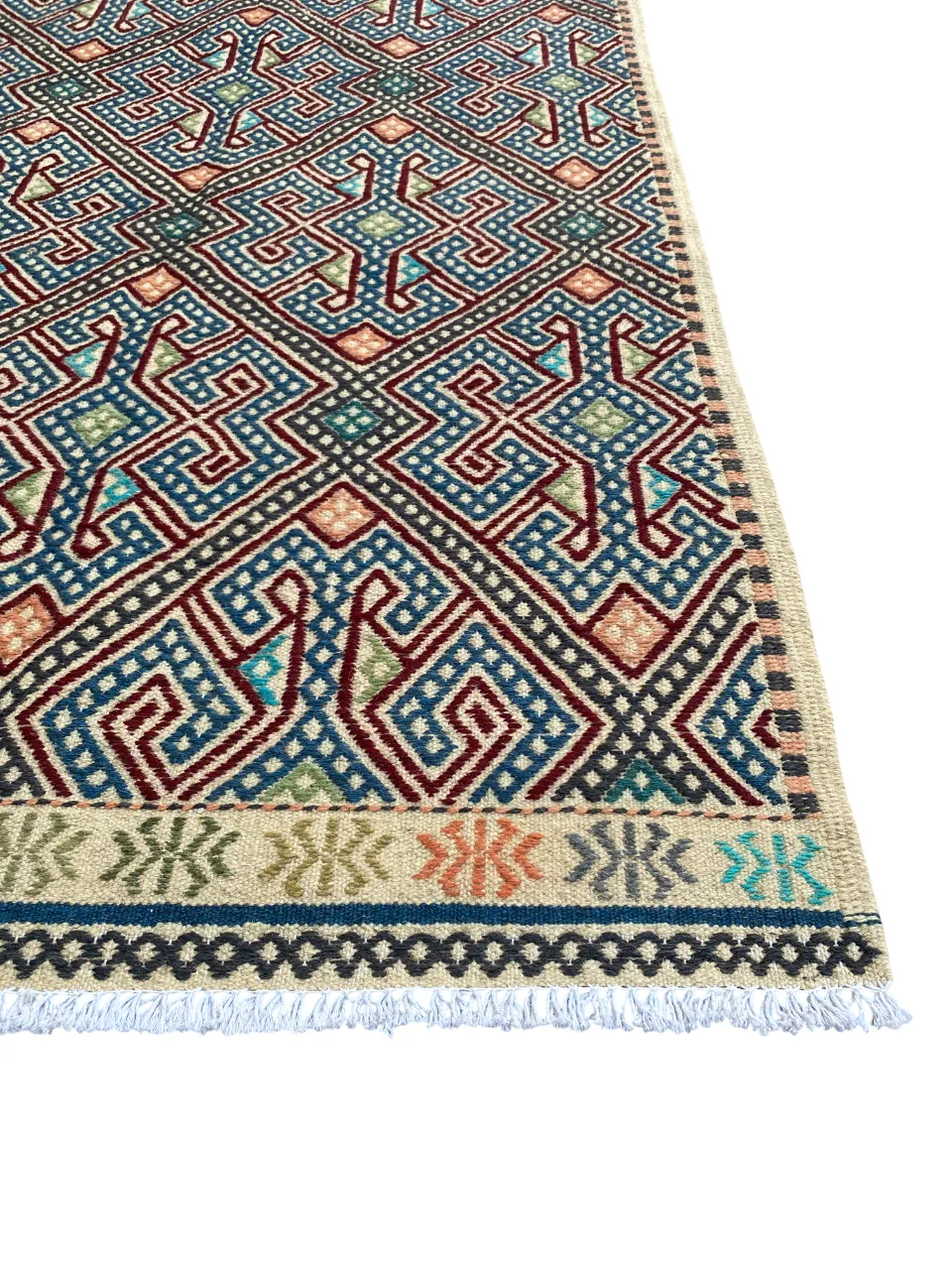 3x5 Multicolor Caucasian Soumak Flatweave Area Rug photo for sale