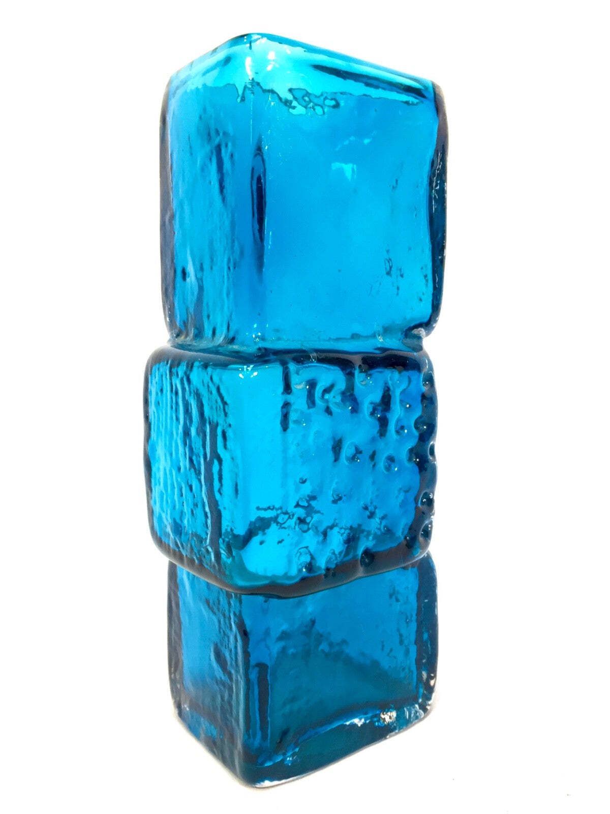 Whitefriars Geoffrey Baxter Drunken Bricklayer Vase In Kingfisher Blue No. 9673 photo vintage