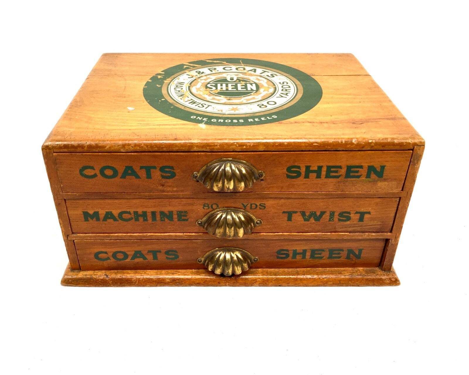 Antique Wooden Shop Display Sewing Cabinet For J & P Coats Spool Haberdashery photo 339.0