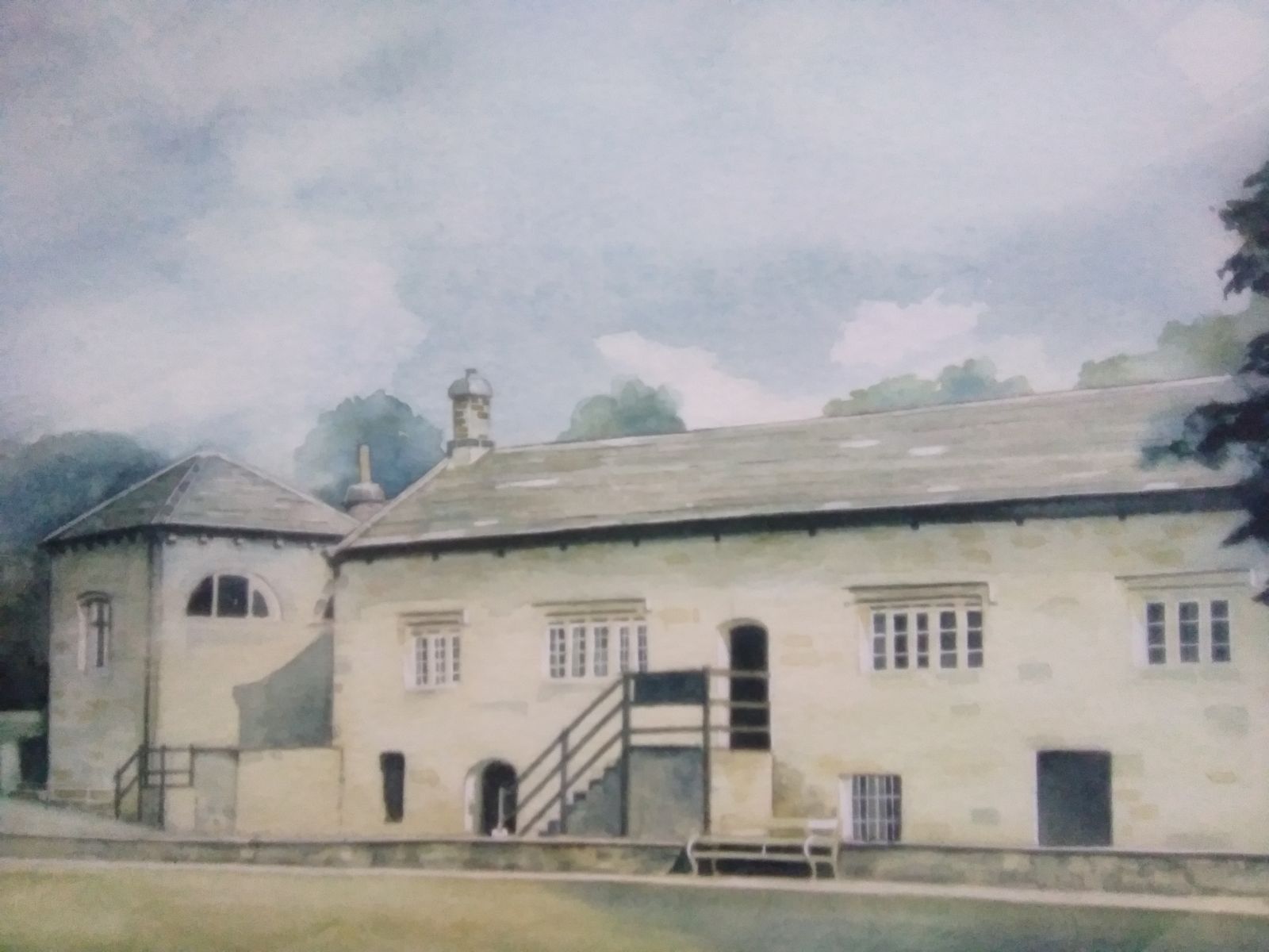Framed Original Watercolour Painting In Pen & Ink Of Knaresborough Courthouse Yorkshire photo furniture
