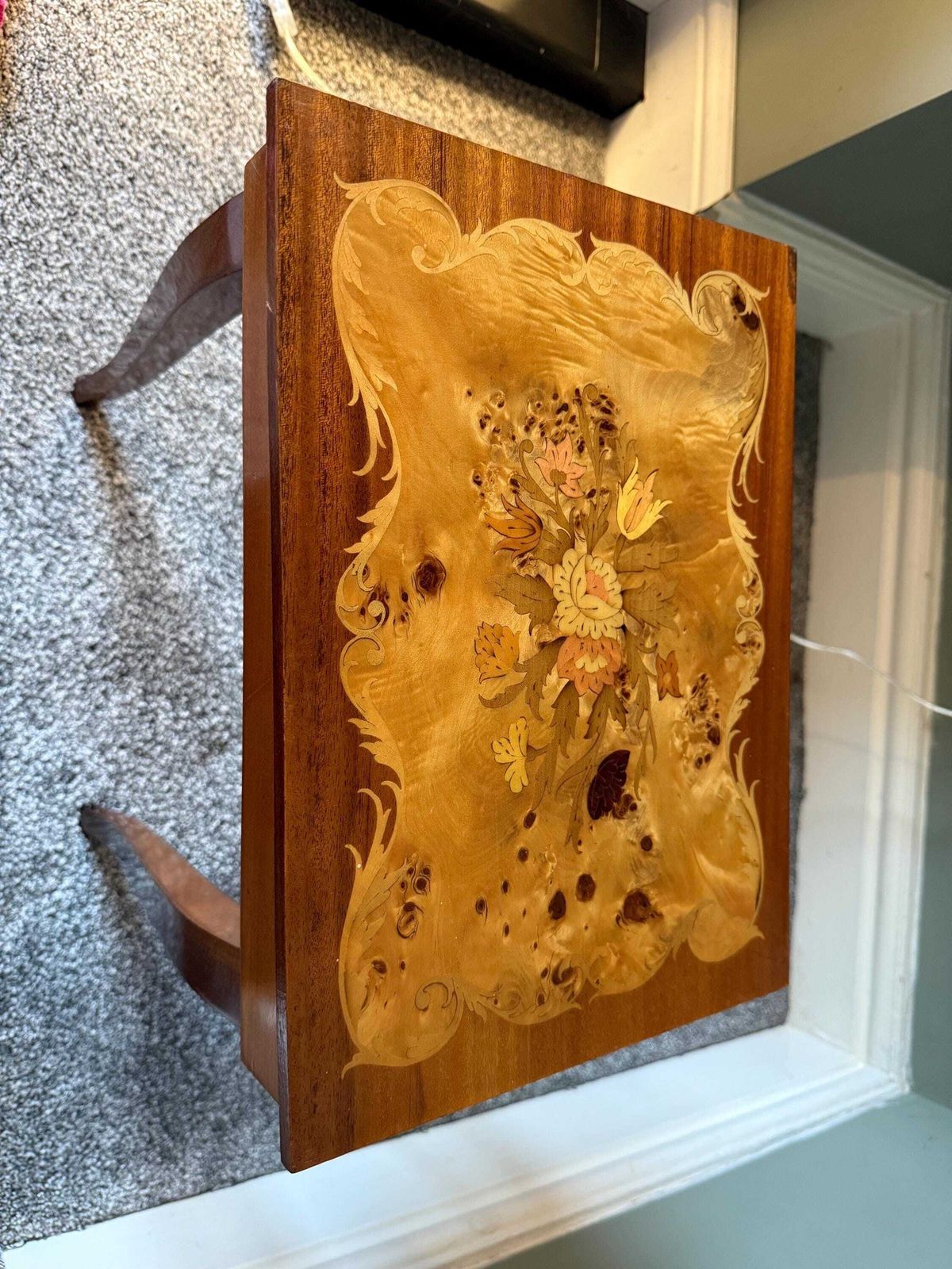Musical Marquetry Side Table, Sewing Table,Plant Stand, Occasional Table photo vinterior