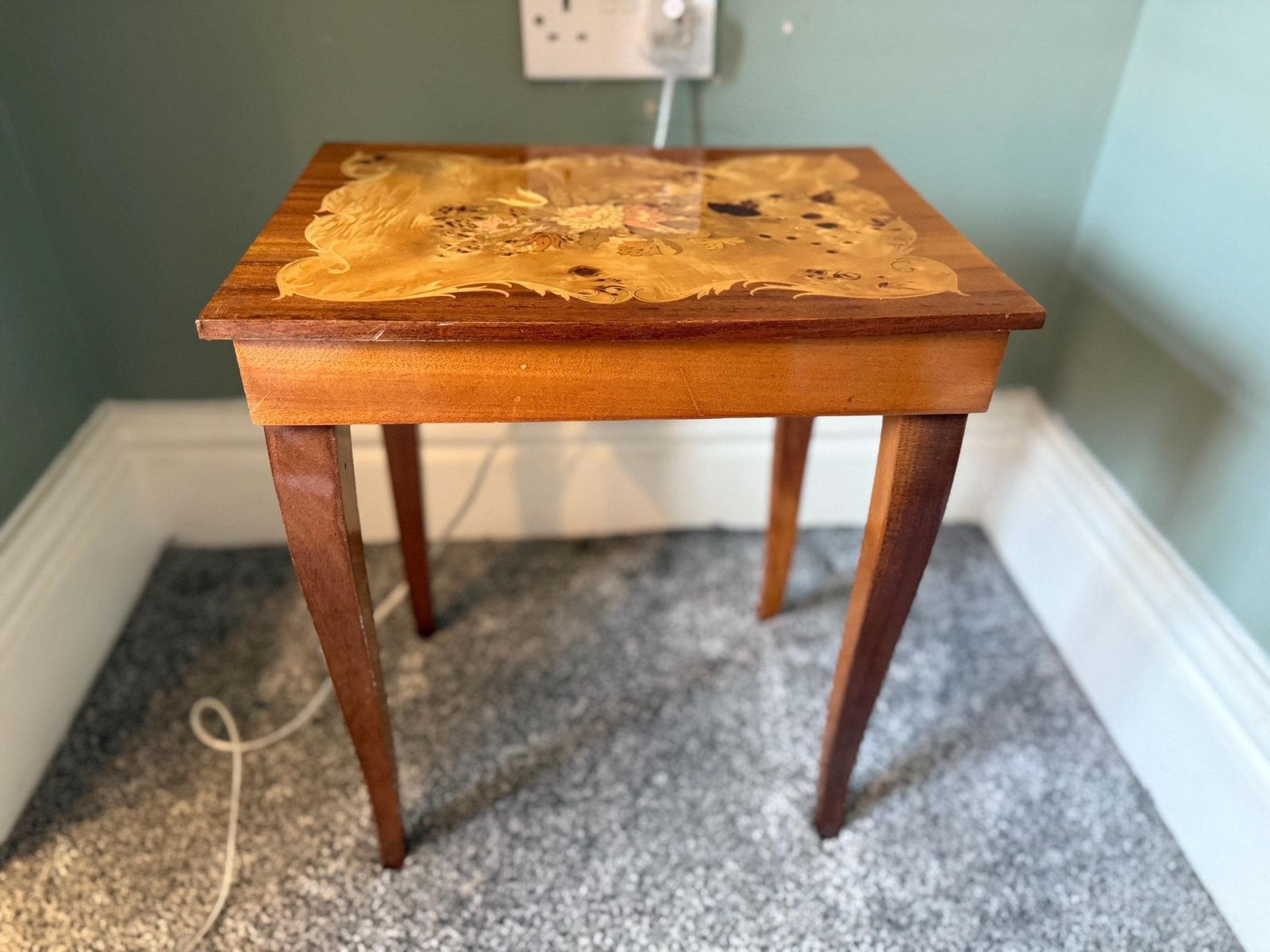 photo for sale Musical Marquetry Side Table, Sewing Table,Plant Stand, Occasional Table