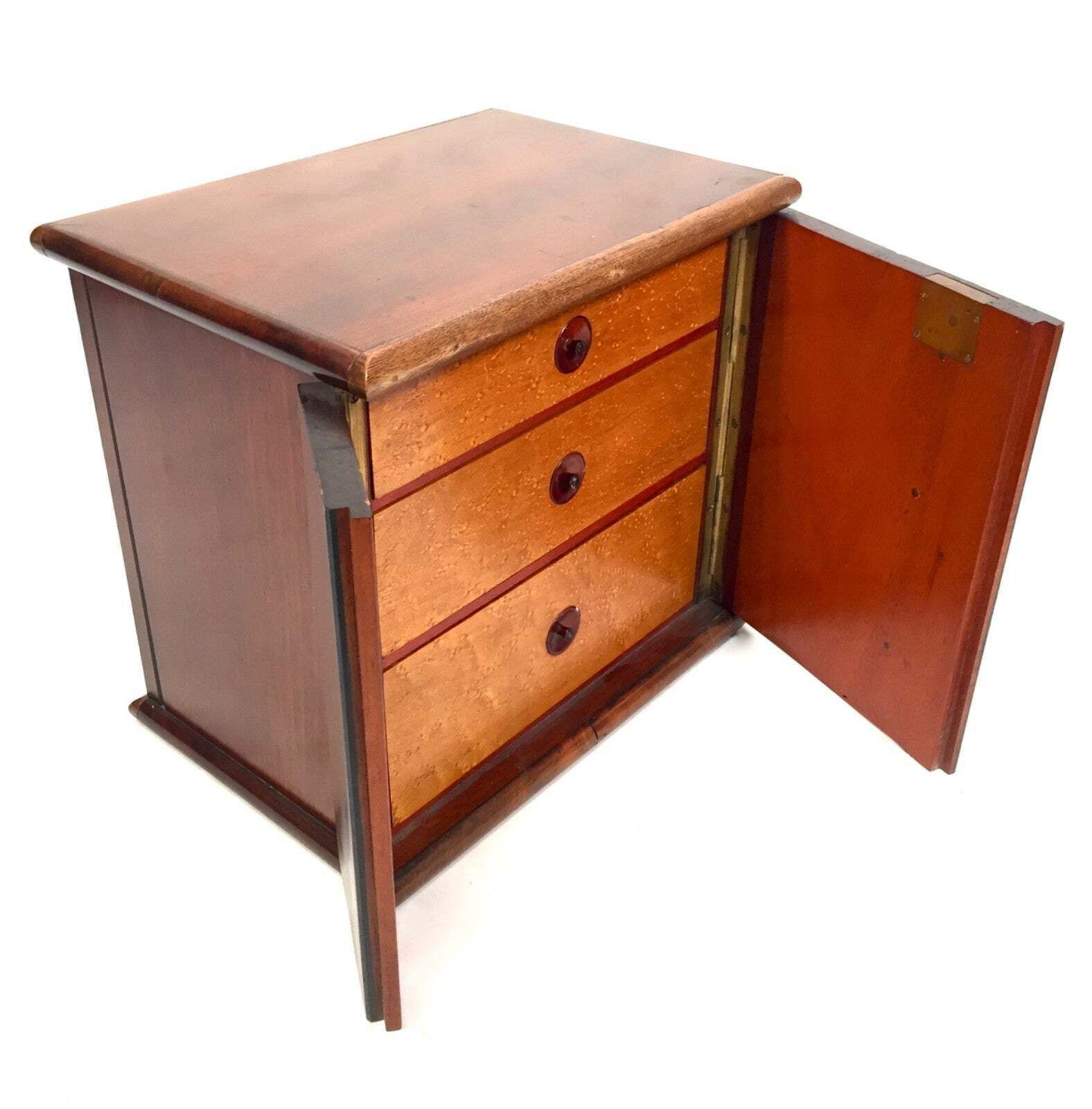 Antique Victorian Wooden Humidor Chest Of Drawers / Collectors Cabinet Box C1890