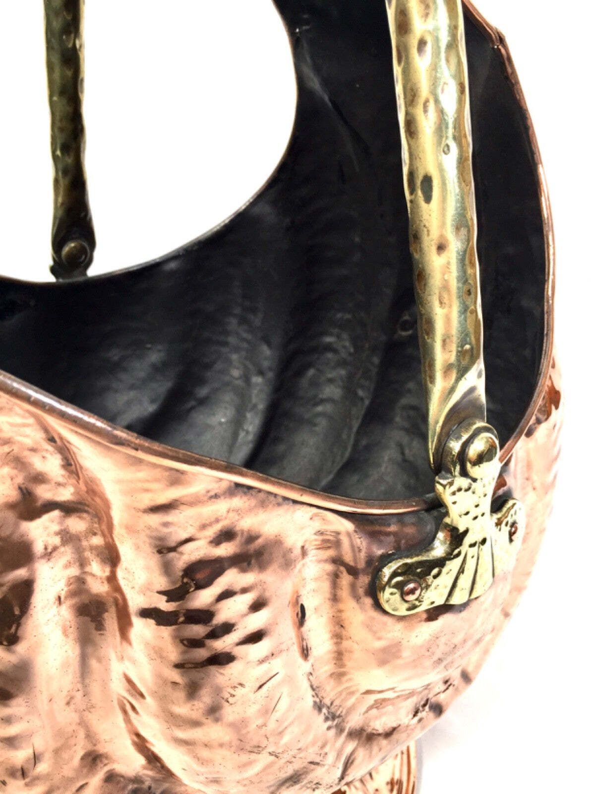 Antique Copper Fire Coal Scuttle With Brass Handle Art Nouveau / 19th Century photo 199.0