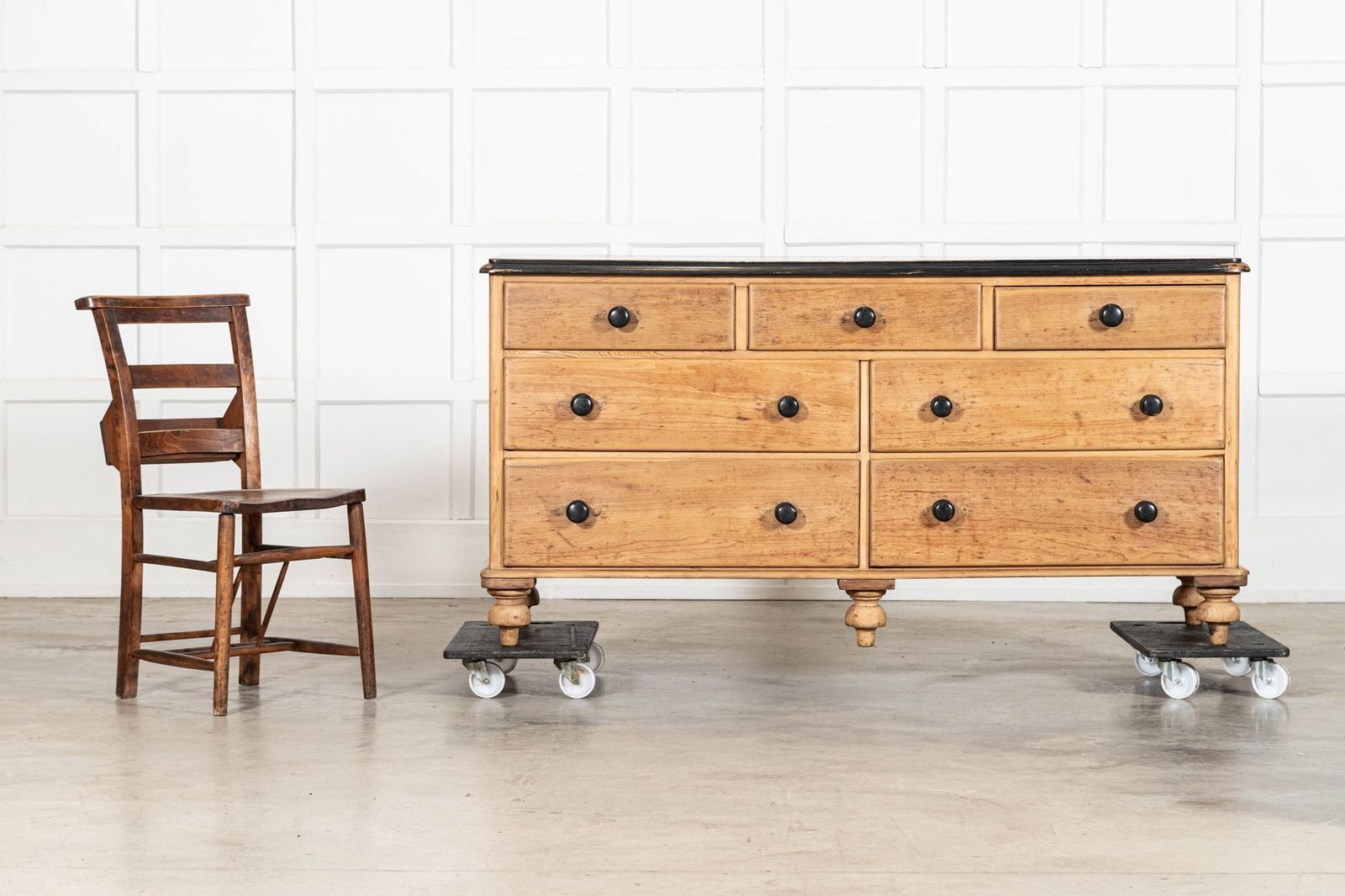 Large English 19thc Pine Dresser Base Drawers photo for sale