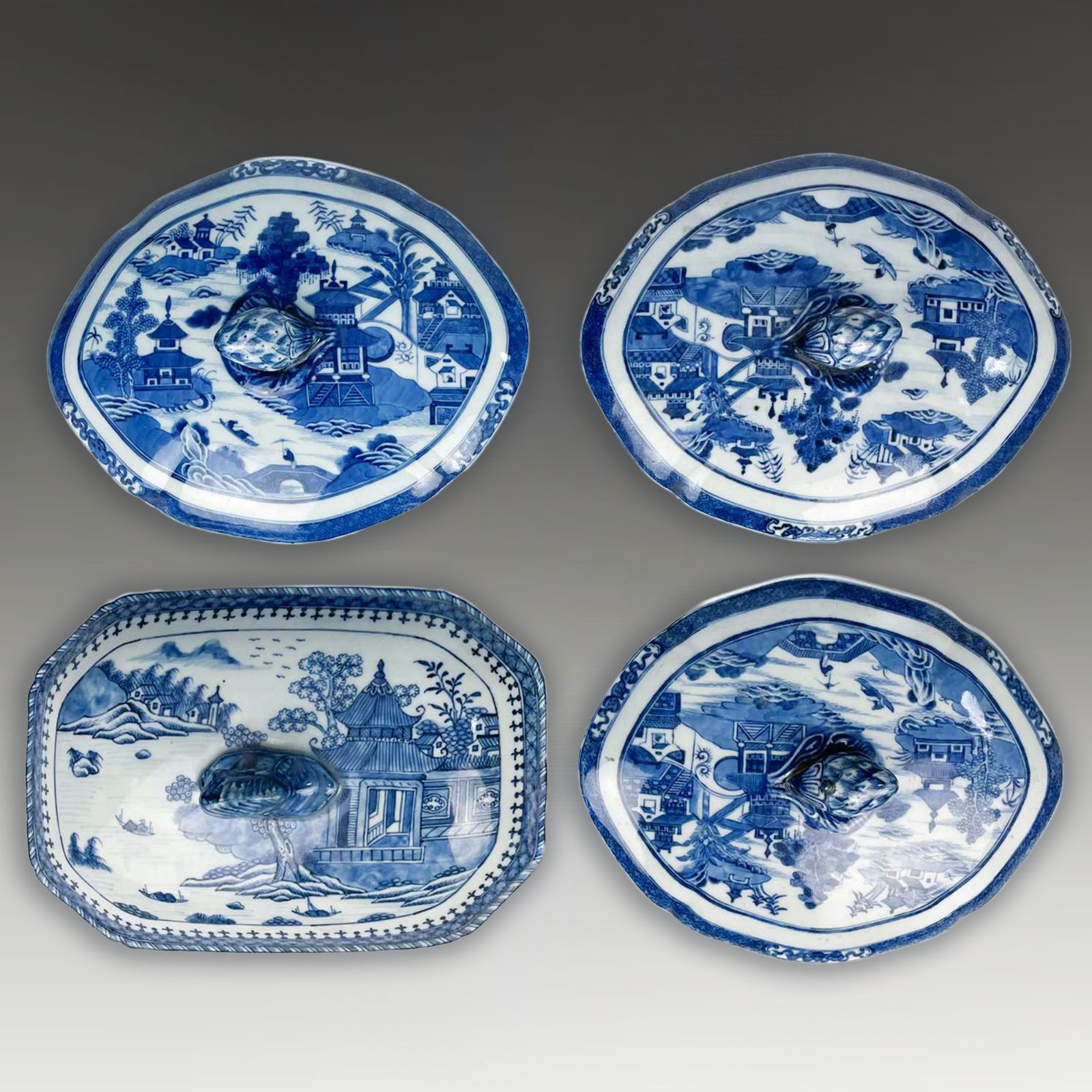 Chinese Qianlong 18thc Tureen Lids 4  Large Lids 27cm Superb Wall Decoration photo for sale