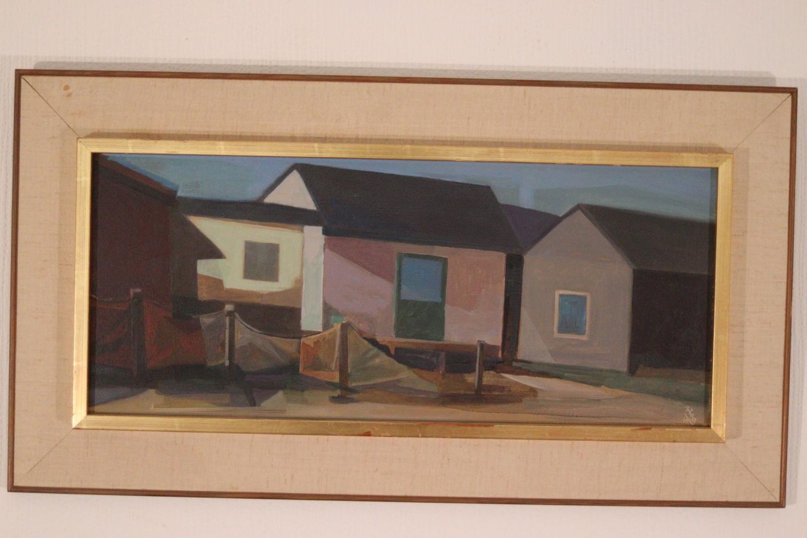 Original Swedish Oil On Panel – “Grötviks Sjöbodar, Söndrum” By Ragnar Ring – Signed & Framed – 37 × 67 Cm (14.6" × 26.4") photo for sale