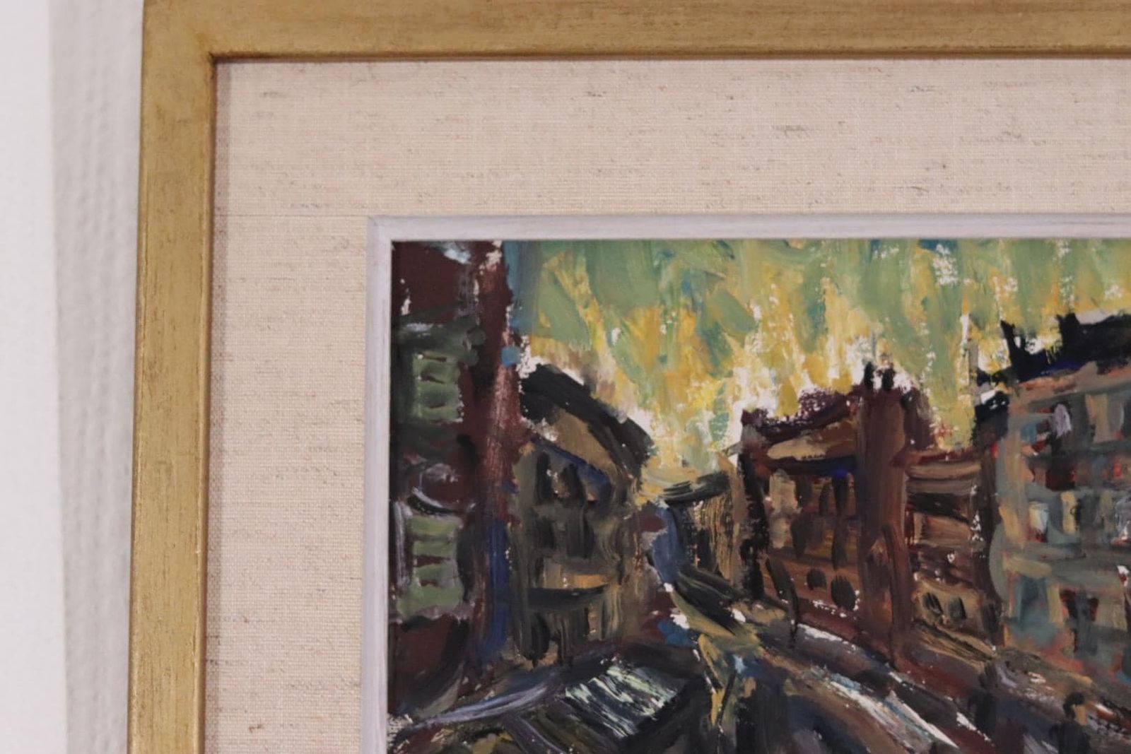 Original Mid Century Swedish Oil On Panel – “City” By P.O. Zachrisson – Vintage & Framed – 37 × 25 Cm (14.6" × 9.8") photo buy