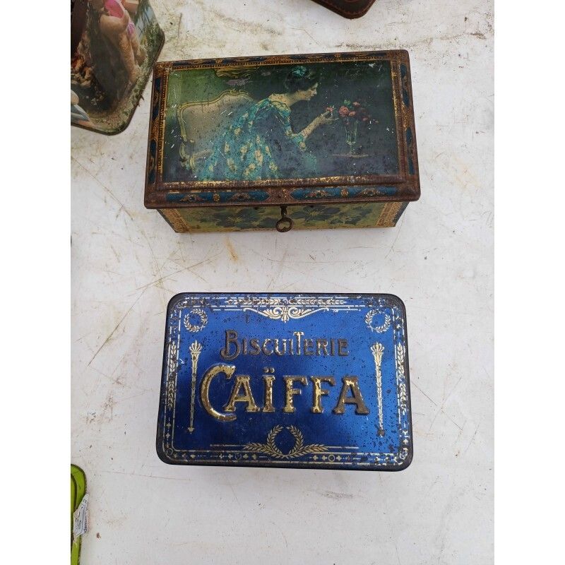 Home Decor Lot Of Vintage Tin Advertising Boxes photo