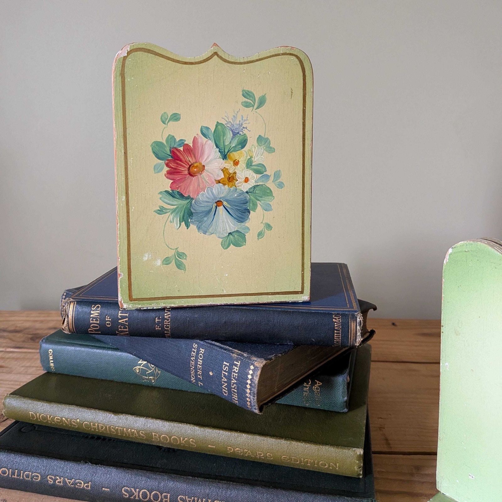 Pair Of Vintage French Painted Wooden Bookends C1940 photo vintage
