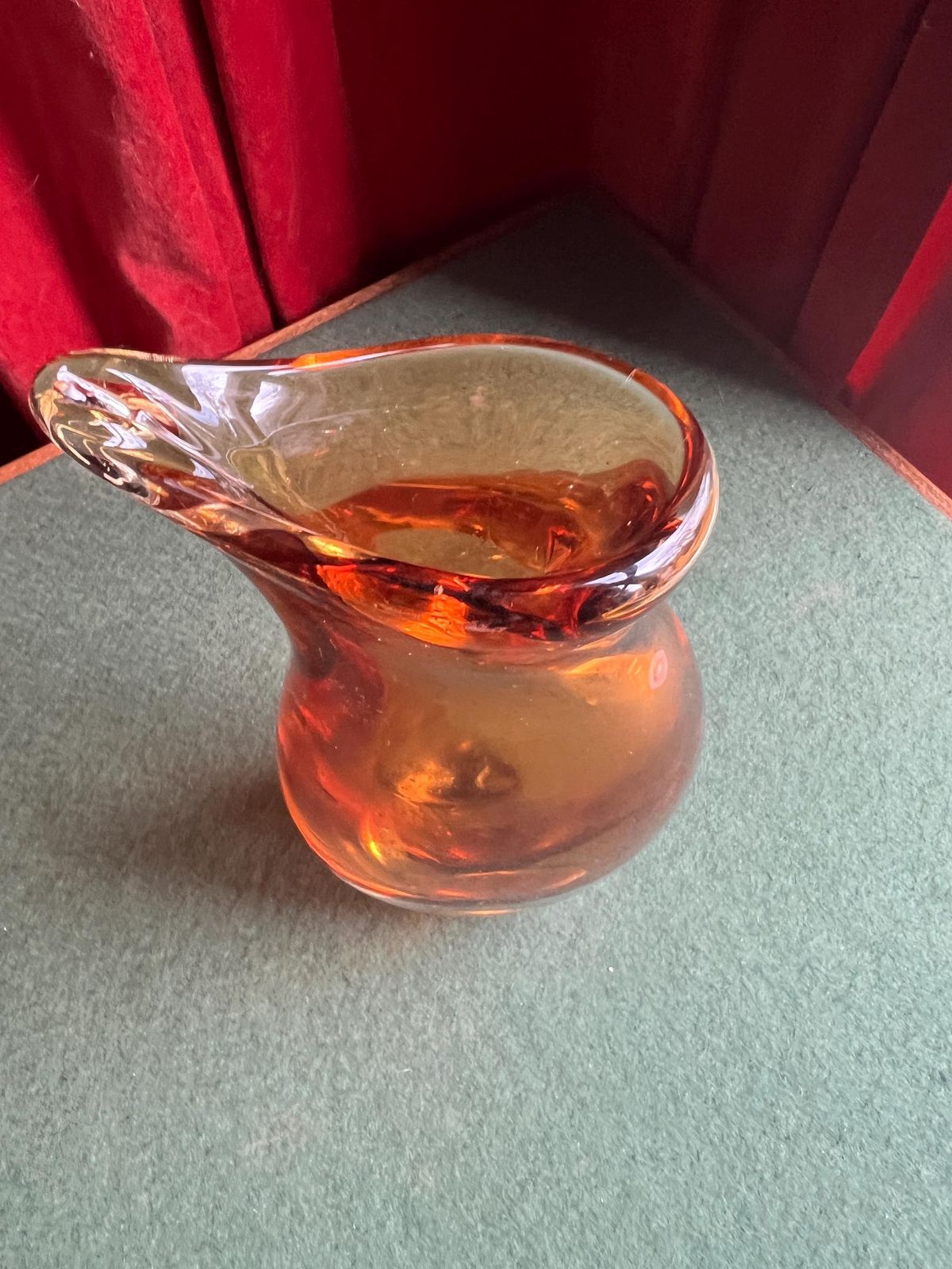 Vintage Sommerso Amber And Clear Glass Murano Style Fishtail Vase. photo for sale