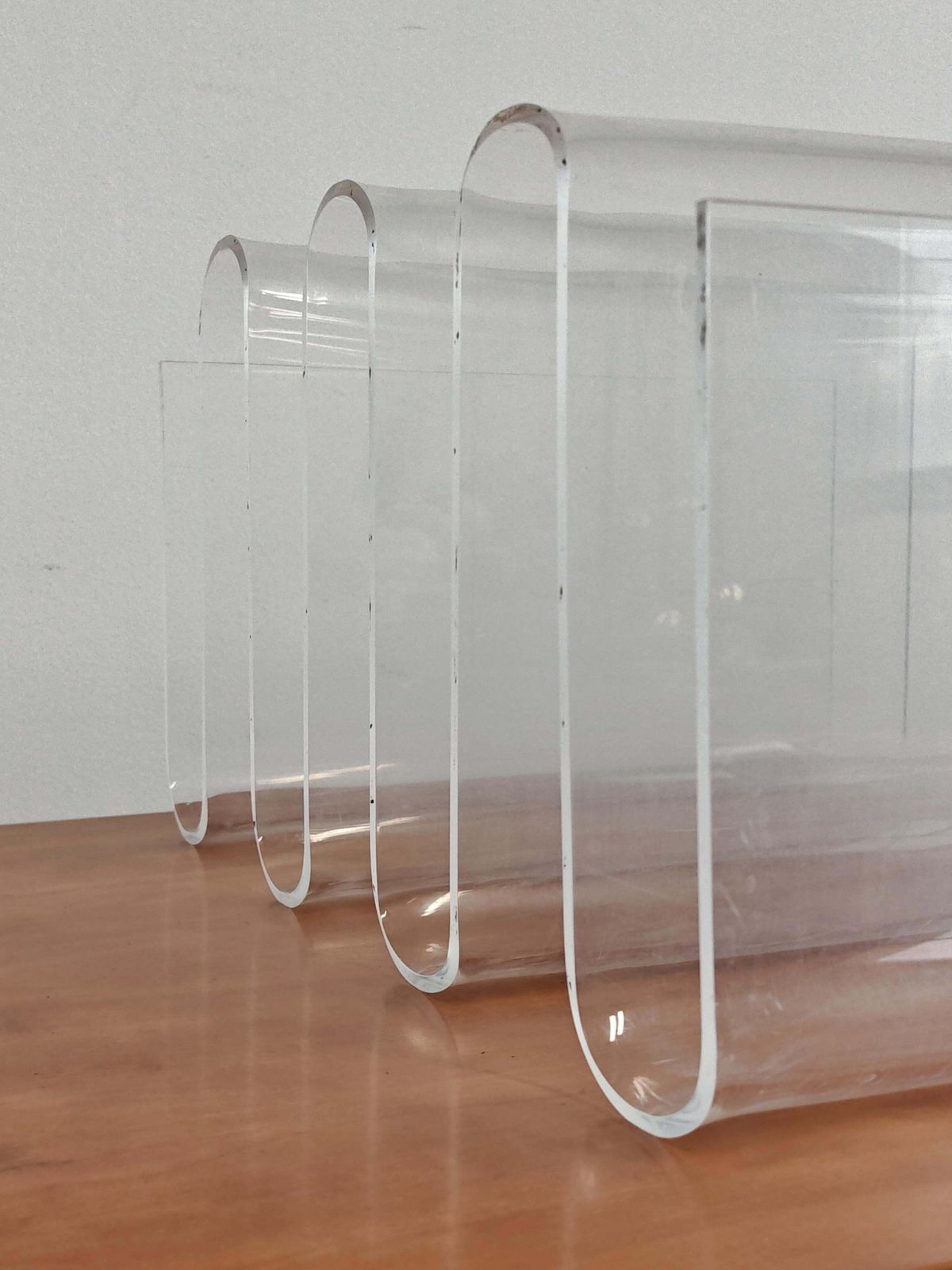 Mid Century Modern Sculptural Magazine Rack Done In Plexi, Italy 1970s photo vinterior