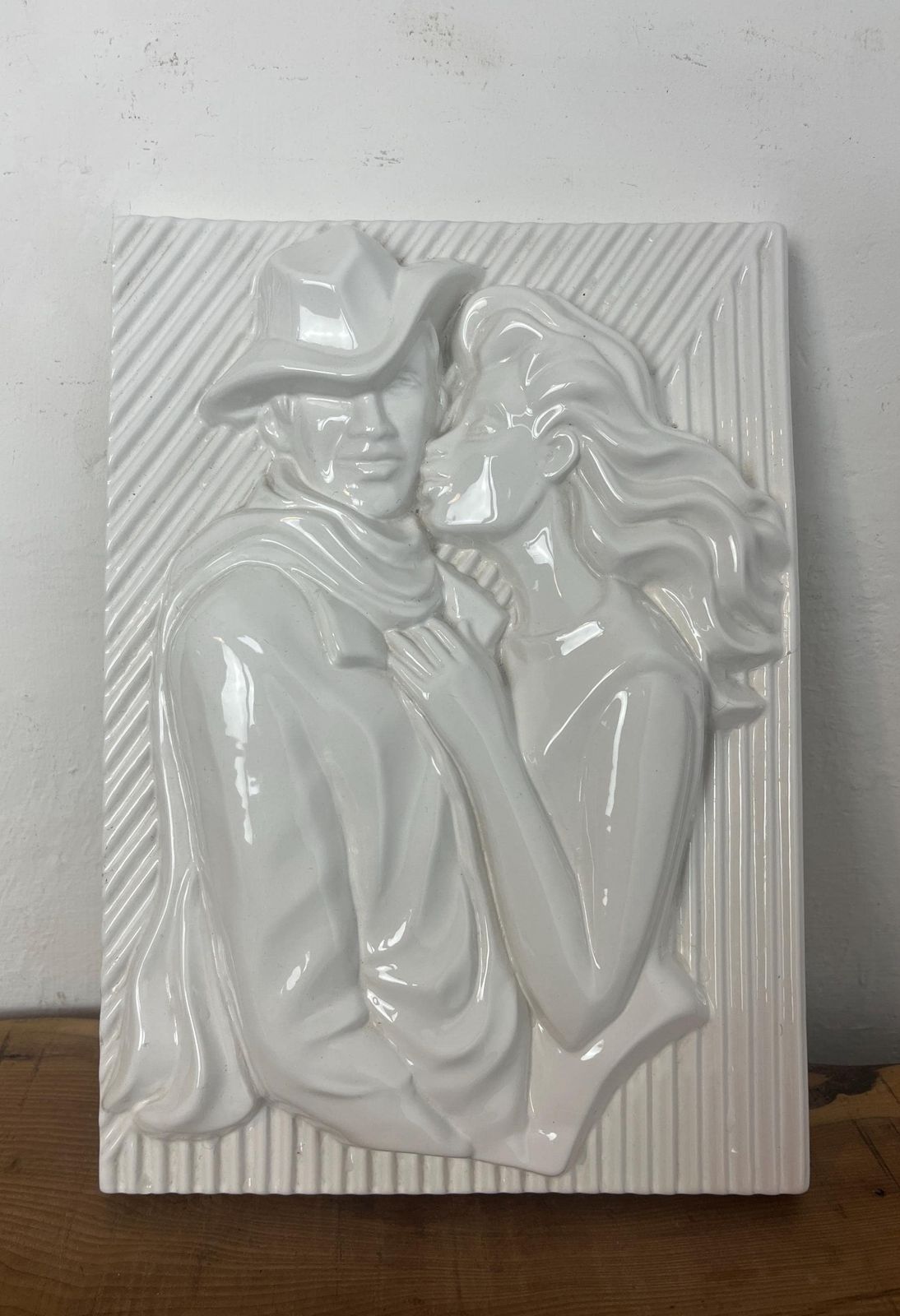 Retro Ceramic Wall Plaque, Pop Art Design, Swedish Artist, Ewa Jarenskog, For Jie Gantoft photo vintage