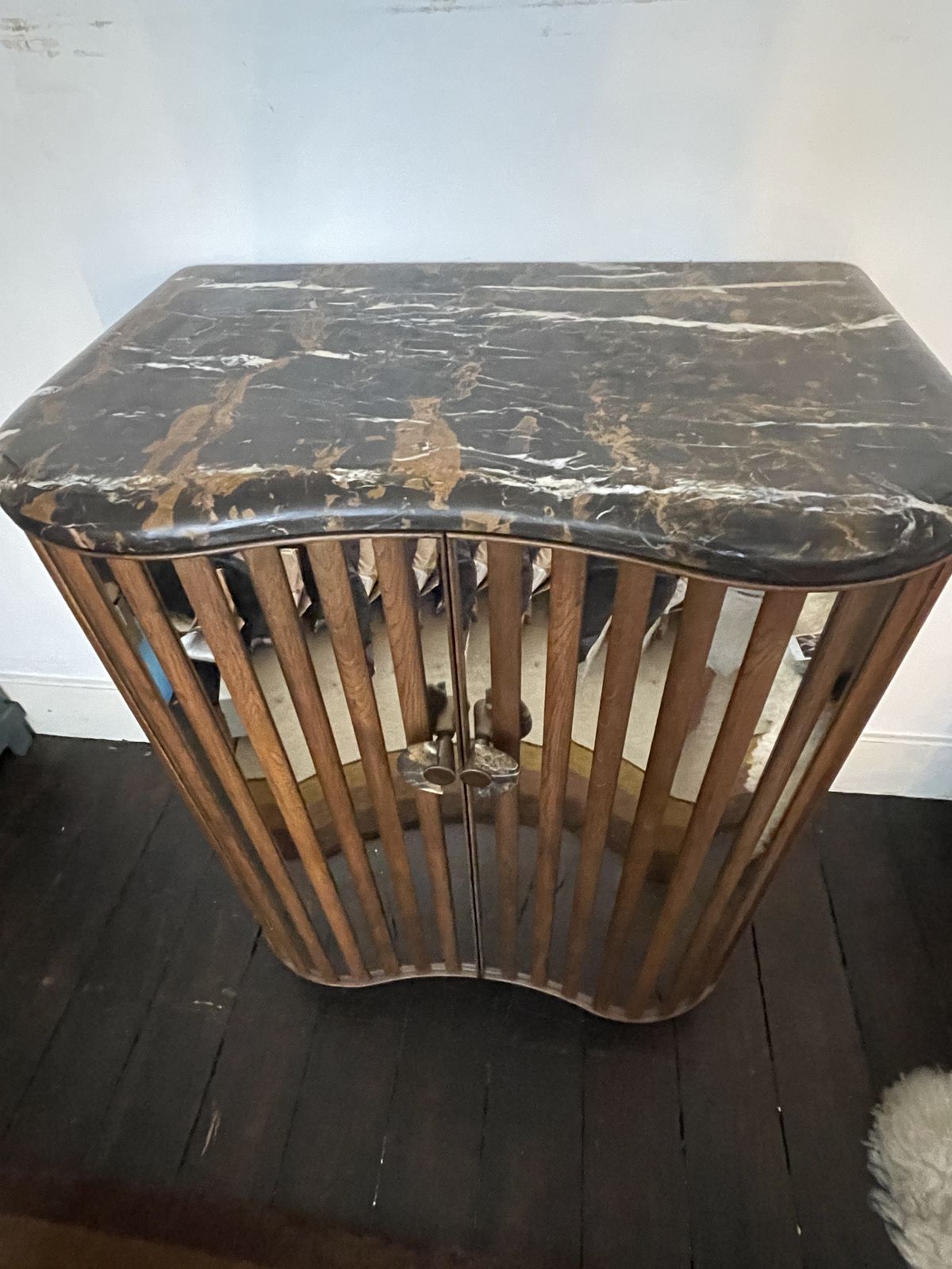 Soho Home, Mirrored Bar (Frankie Bar Cabinet, Michelangelo Marble) photo furniture