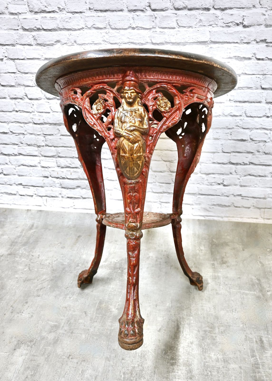 Anitique Pair Of Cast Iron 'Britannia' Pub Tables photo for sale