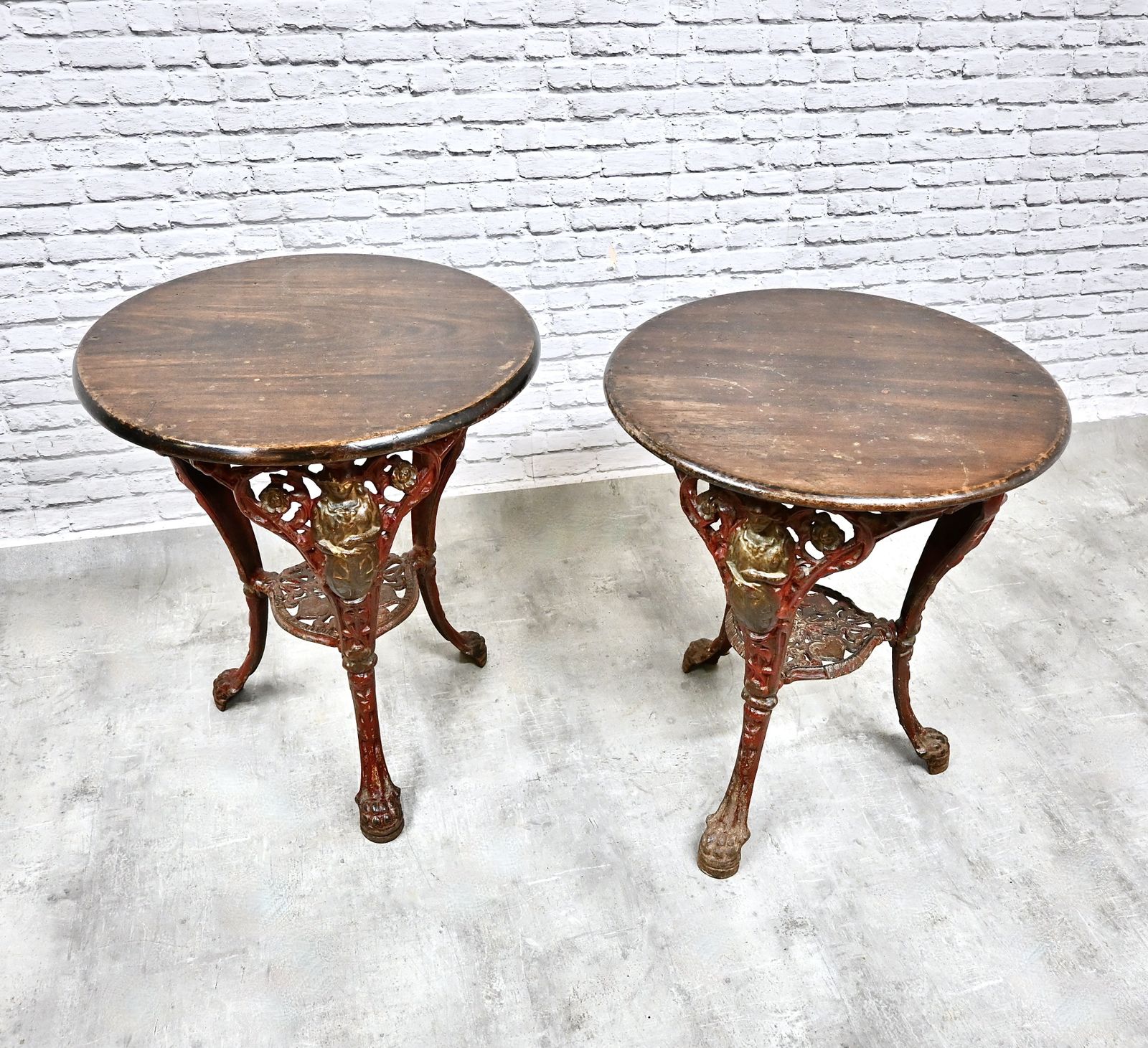 Anitique Pair Of Cast Iron 'Britannia' Pub Tables photo 950.0
