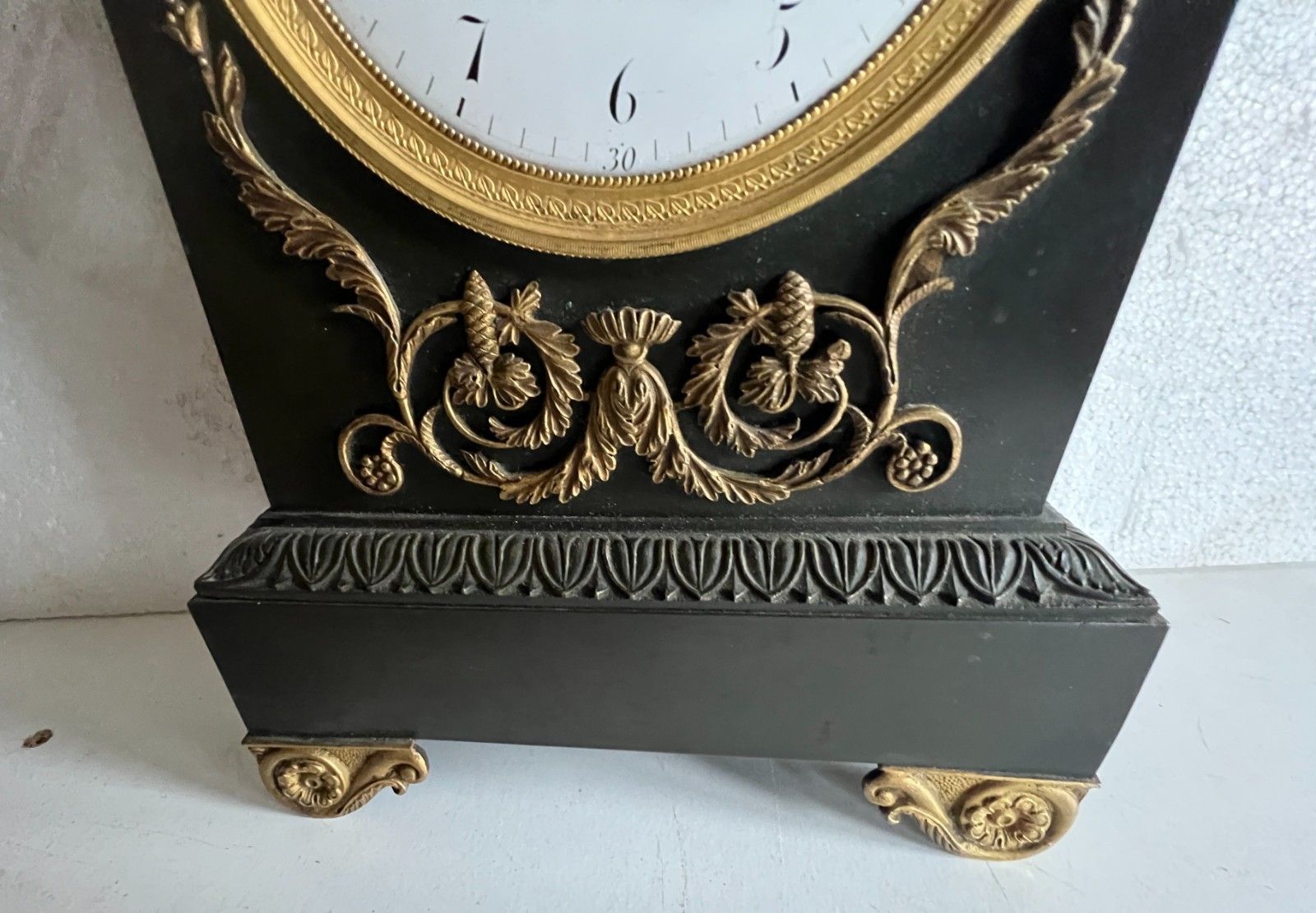 19th Century Empire Style Green Patina Bronze Clock photo vintage