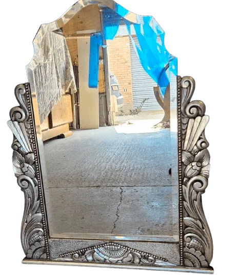 French Art Deco Silver Gilt Mirror photo furniture