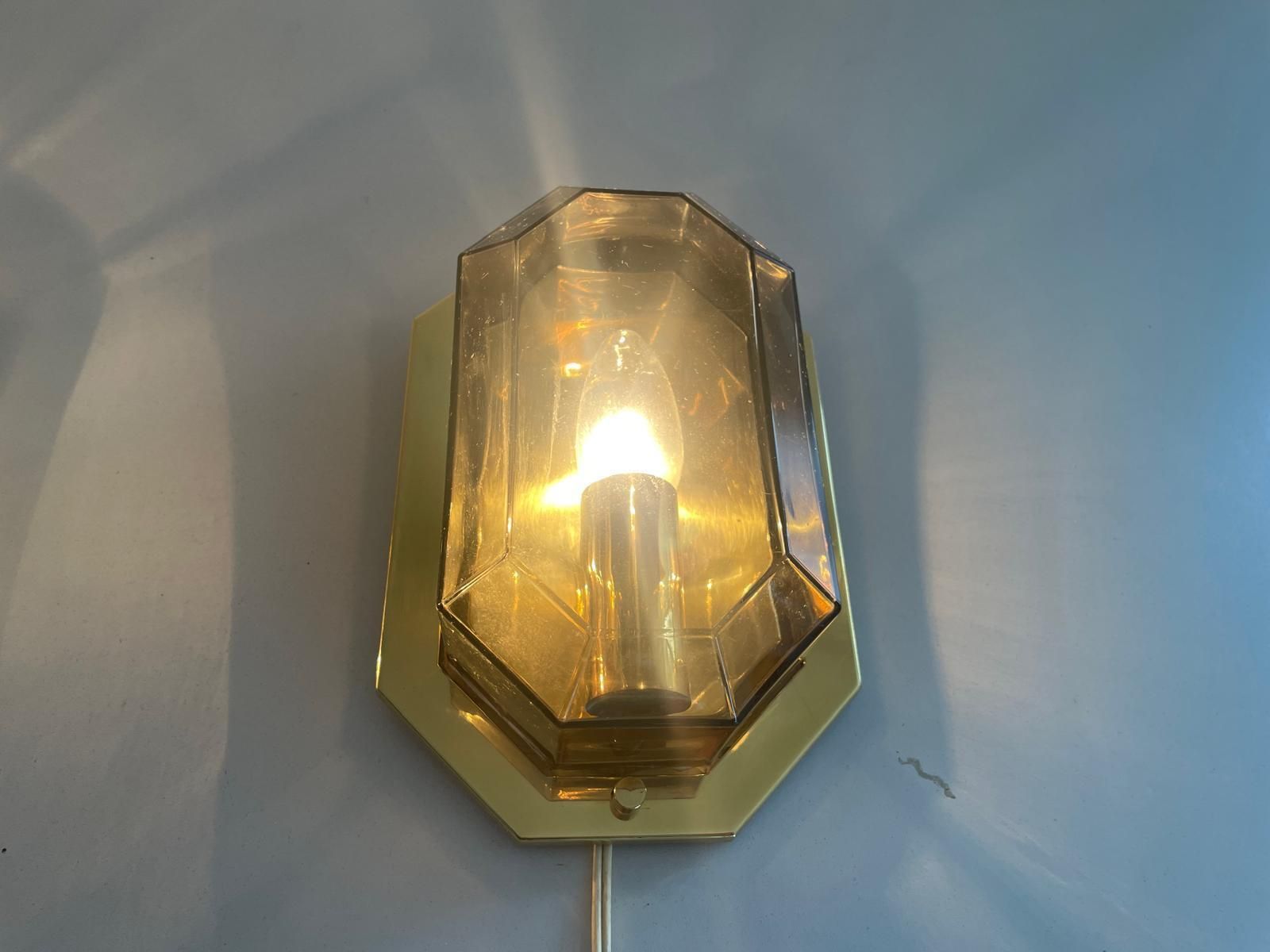 photo vintage Smoke Glass & Brass Set Of 3 Sconces By Limburg, 1960s, Germany
