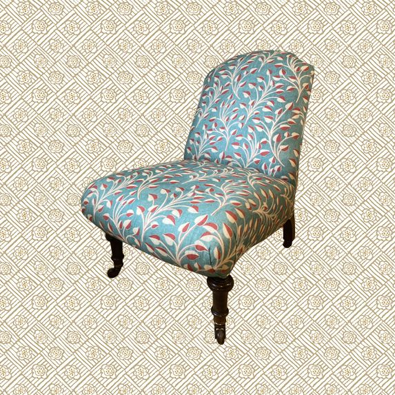 Antique Slipper Chair In Robert Kime Fabric