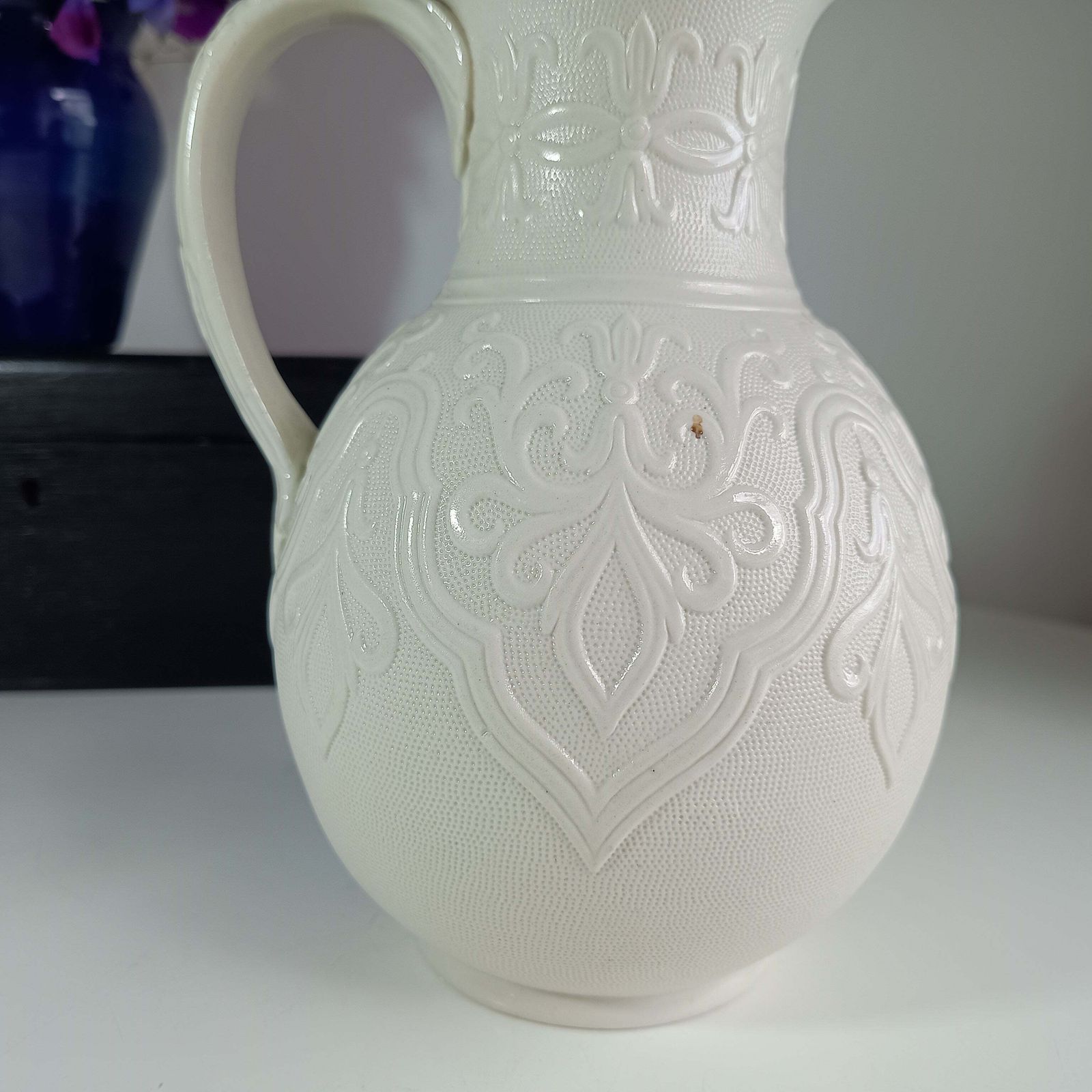 Home Decor Victorian Staffordshire “Tyrol” Relief‑Moulded Jug, Brownfield Stoneware, J. Dixon Pewter Lid photo