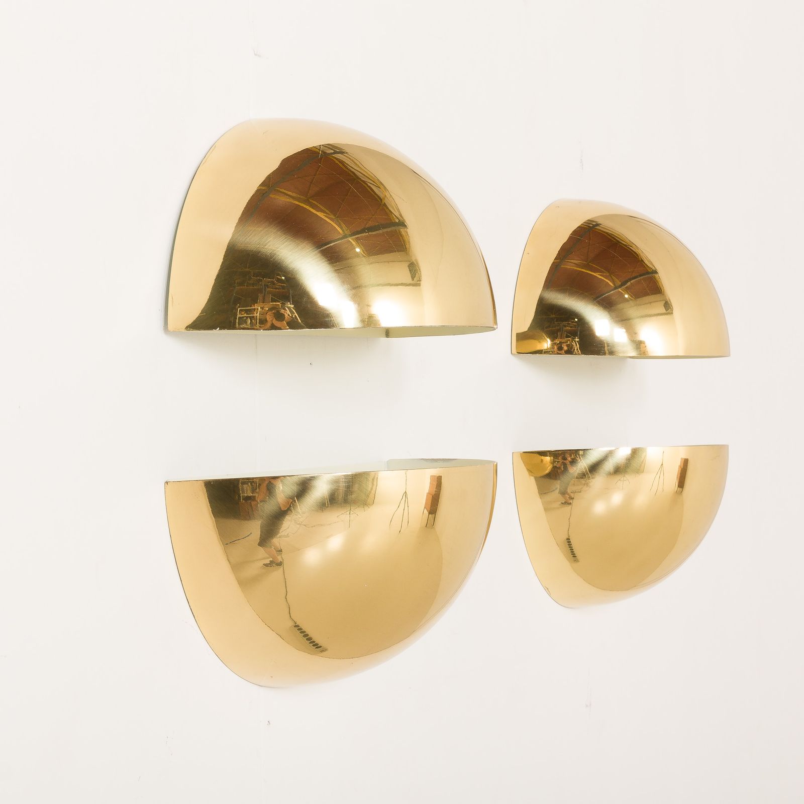 photo vinterior Italian Space Age Brass ‘Quebec’ Sconces By Gilla Giani For Tronconi, Set Of 2, 1980s.