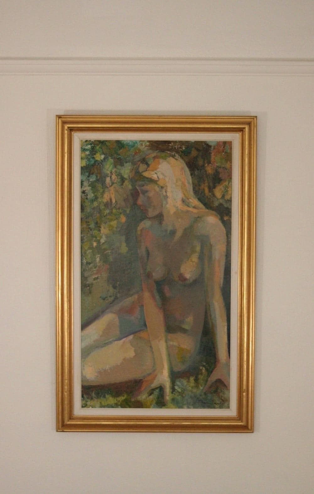 Original Danish Oil On Canvas – “Seated Woman” By Bernhard Petersen (1911–1988) – Signed & Framed – 94 × 59 Cm (37.0" × 23.2") photo 1270.0