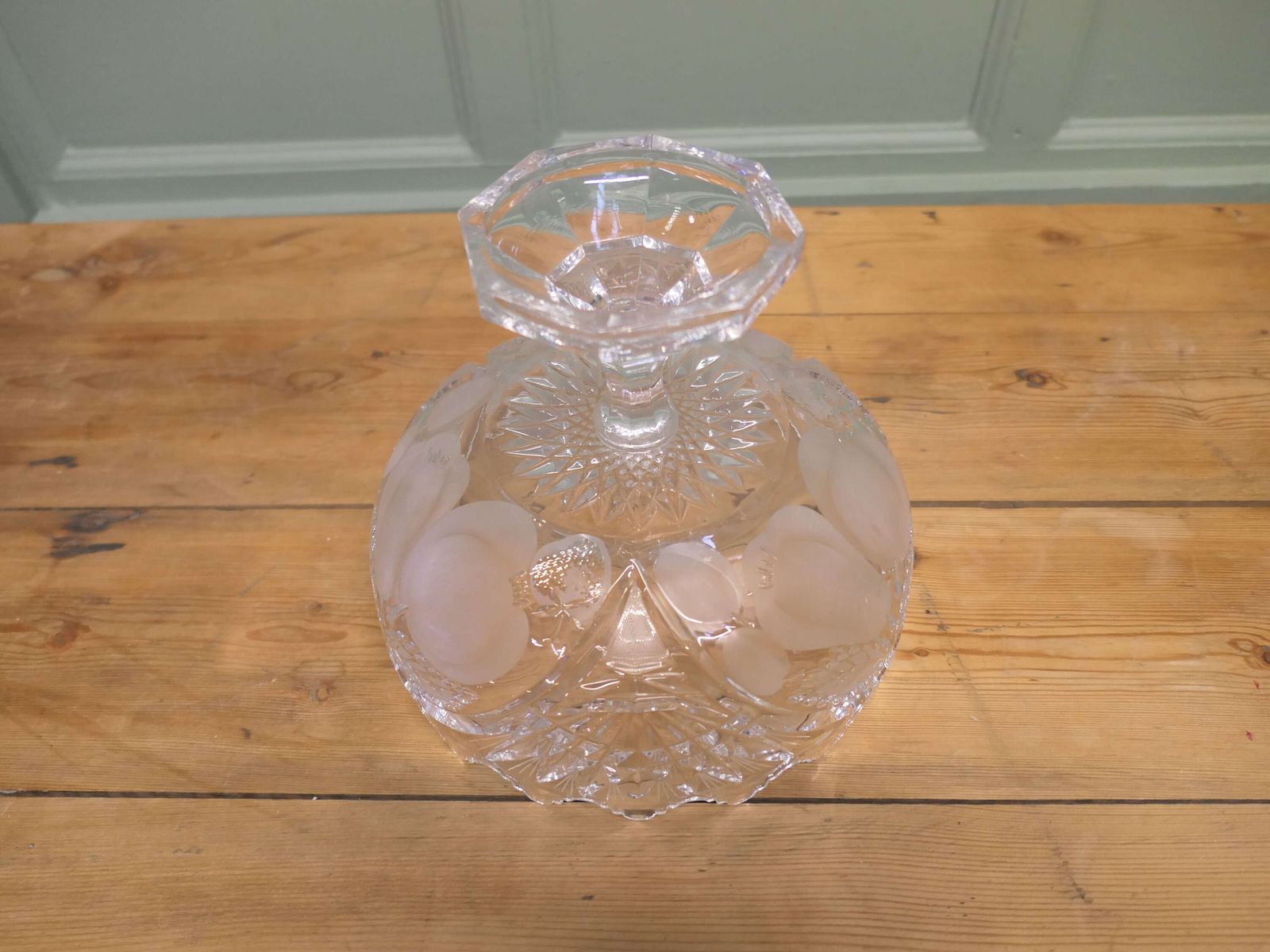 Large French Tazza Etched Cristal Pedestal Fruit Dish photo furniture