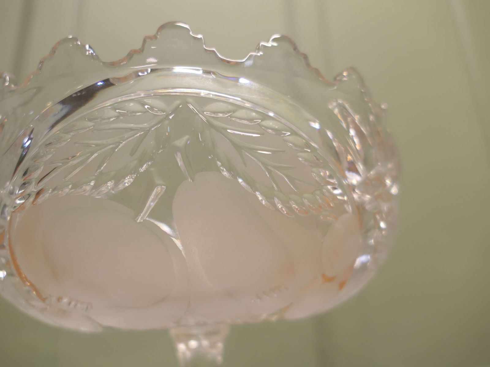 Large French Tazza Etched Cristal Pedestal Fruit Dish photo Home Decor