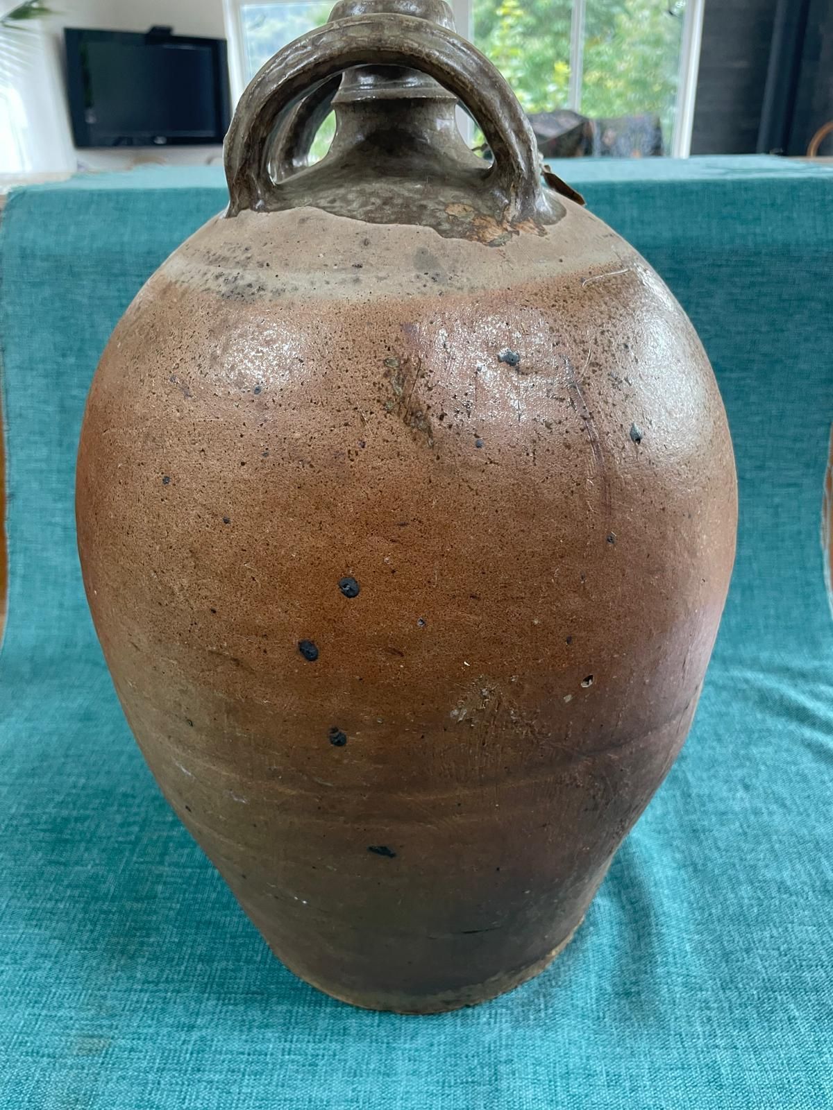 Vintage French Stoneware Oil Jar Large photo vinterior