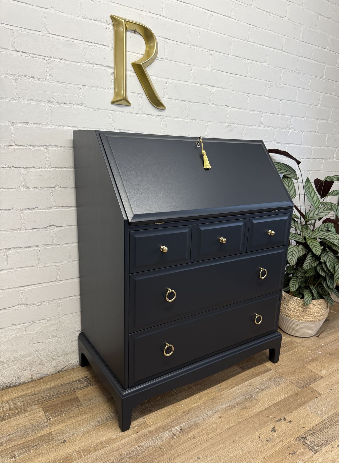 Stag Minstrel Bureau Black Painted In Soot By Benjamin Moore photo for sale