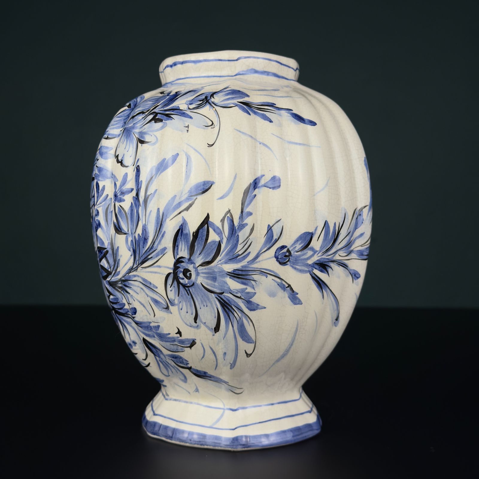Vintage Blue Ceramic Vase By Bassano, Italy 1970s photo 270.0