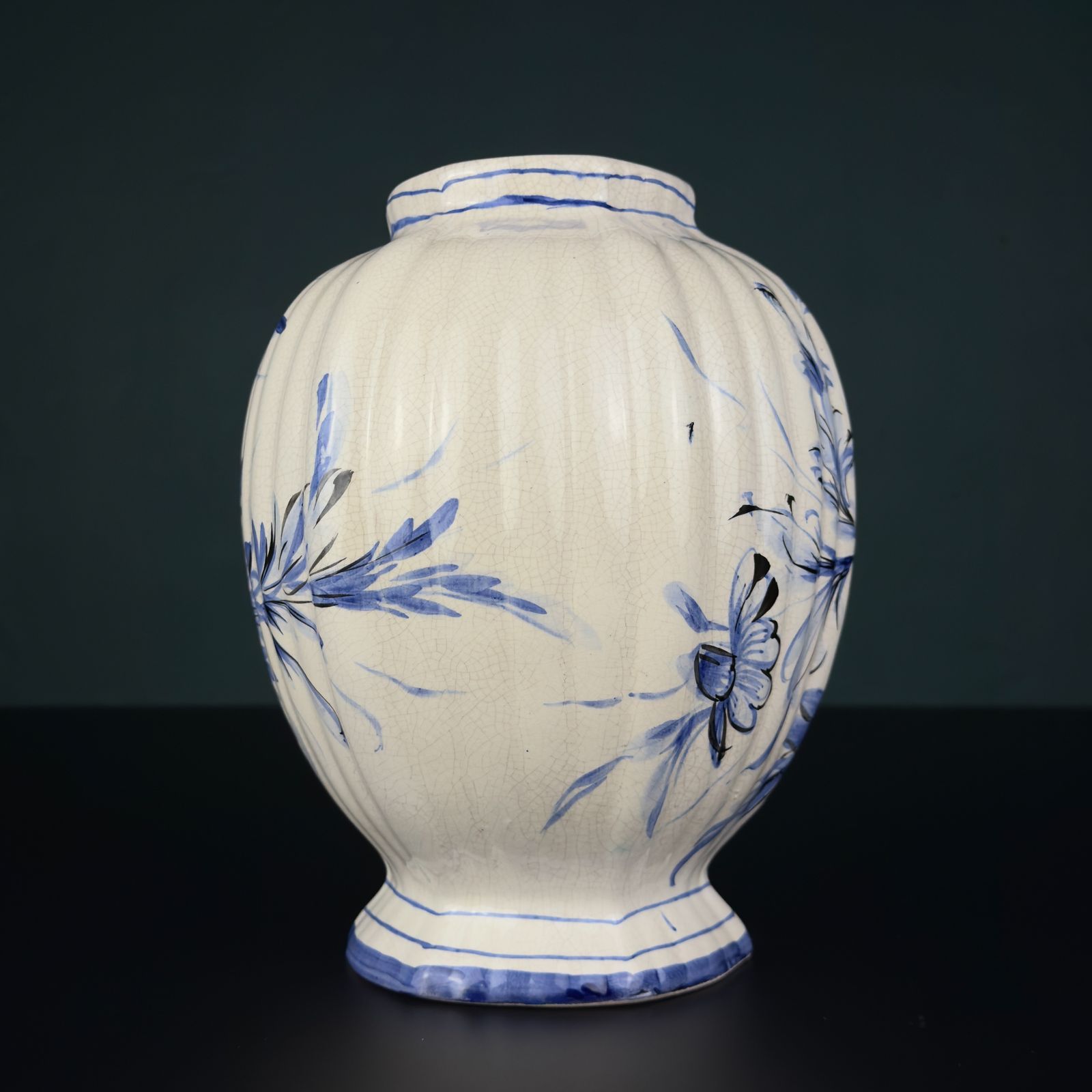 Vintage Blue Ceramic Vase By Bassano, Italy 1970s photo vinterior