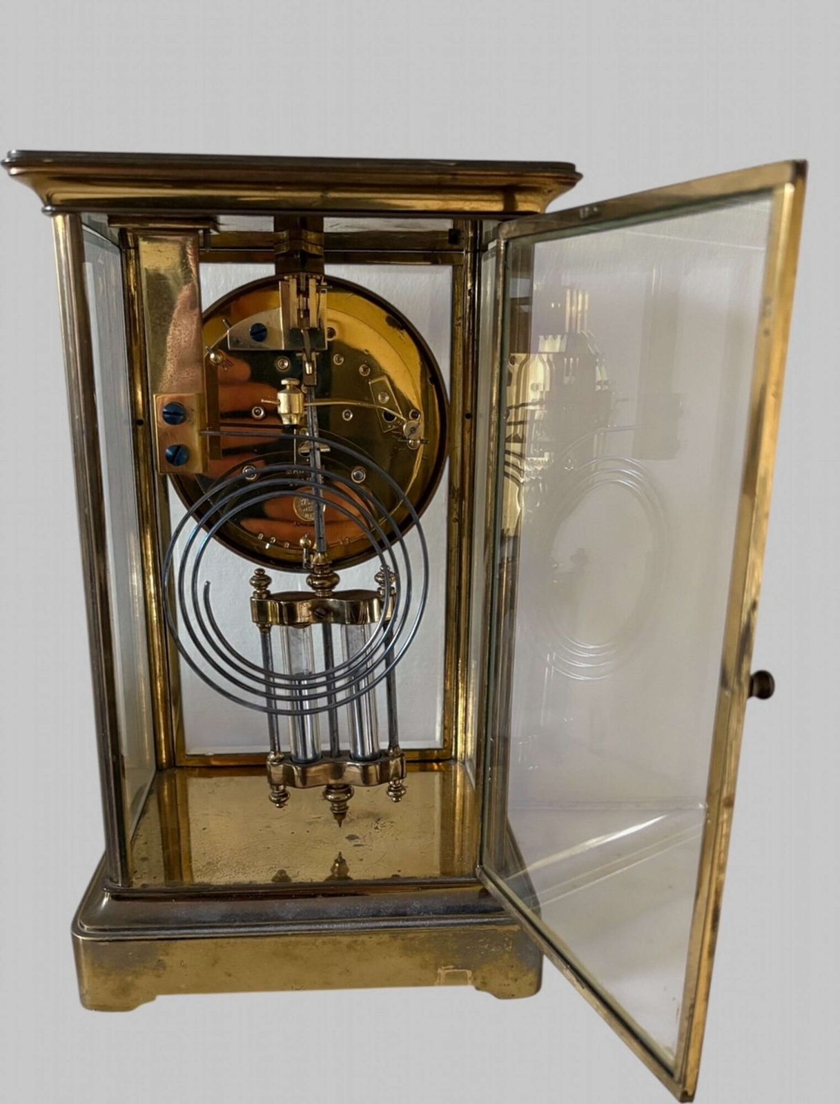 A French Crystal Regulator Clock C1900 By Samuel Marti Et Cie photo for sale