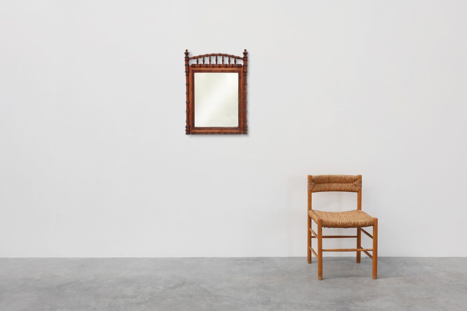 Antique Faux Bamboo Wood Mirror, France, 19th Century photo furniture